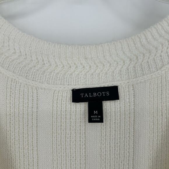 Talbots Tunic Sweater Vest Ivory Cream Ribbed Knit Sleeveless Classic Size M - Picture 8 of 9